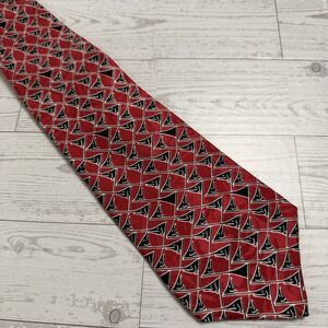 Fish Tales by Schreter Swordfish 100% Silk Tie Handmade Red Black Fishing AOP